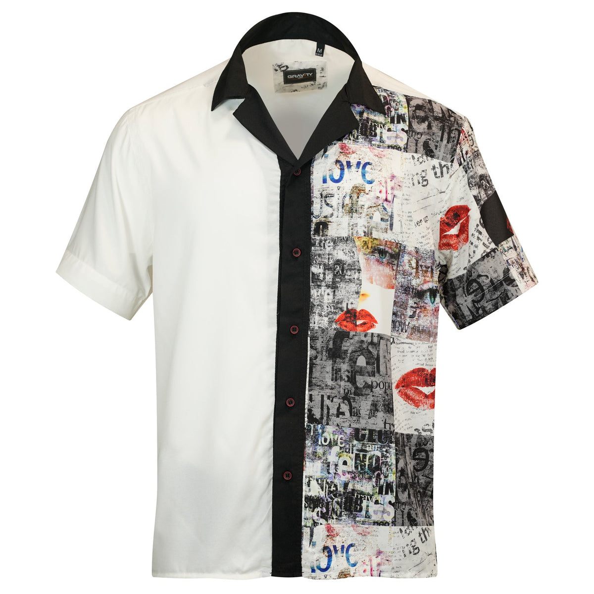 Gravity Newspaper Blanc Short Sleeve Shirt Front Side